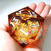 Dés transparents géants de haute qualité 50mm D20, polyèdre brillant à noyau liquide pour jeux de rôle DND TTRPG - Liquid16-50mm