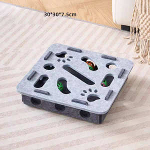 Boîte labyrinthe interactive pour chats d'intérieur, jouet de puzzle pour chatons en feutre doux, jeu d'intelligence avec billes - Product Image 1