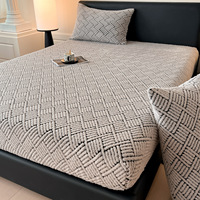 Ensemble trois pièces en coton jacquard et laine pour lit, couvre-lit épais en velours de lait antidérapant pour l'automne et l'hiver