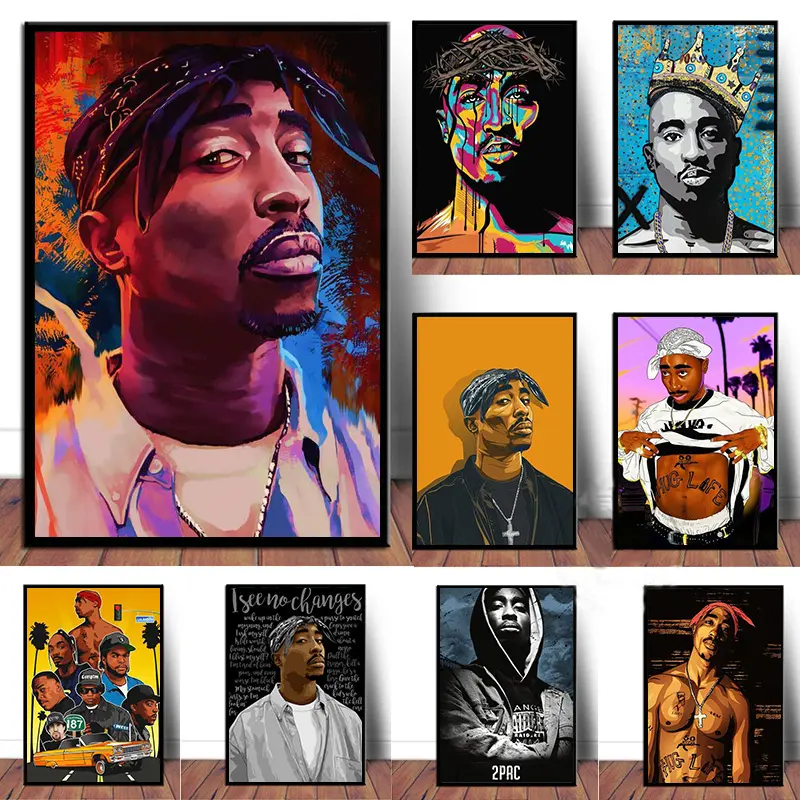 Mode Hiphop Legende Sterposters En Print Rapper Singer Portret Canvas Schilderijen Muurkunst