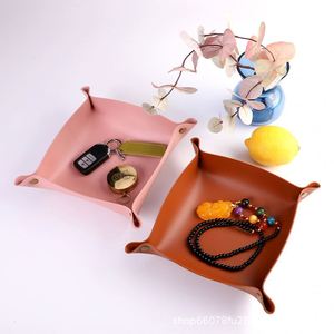 Custom Logo Home Decor Desktop Water Proof PU Leather Tray Jewelry Makeup Cosmetic Organizer Basket Storage <b>Box</b> - Product Image 2