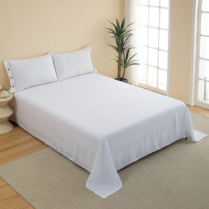 OEM Custom White Linen Bedsheet <strong>Set</strong> With Floral Embroidery Natural Three-Piece Luxury Breathable <strong>Bedding</strong> For Homes All Seasons - Product Image 4