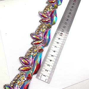 Costumes de carnaval <span class=keywords><strong>Samba</strong></span> faits à la main fer sur rouge AB strass garniture Applique Hot Fix coupe pour Costume artisanat DDAB04 - Product Image 5