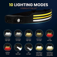 Lampe frontale LED rechargeable portable à capteur, trois sources lumineuses à induction multi-directionnelle, en silicone, pour activités extérieures