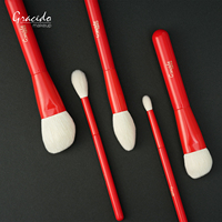 Ensemble de pinceaux de maquillage personnalisés Gracedo, 5 pièces, poils synthétiques, manche en bois, certifié ISO9001, adapté aux voyages, pour les maquilleurs