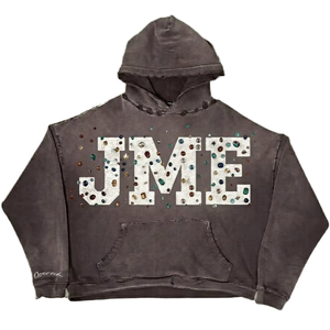 Sweat-shirt à capuche gris pour homme avec imprimé croix coloré, coupe décontractée oversize, logo sur le devant, idéal pour l'automne - Product Image 2