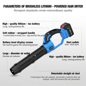 เครื่องเป่าลมไร้สายลิเธียมไอออน 21V ความเร็วสูง 4.0Ah/6.0Ah มอเตอร์ไร้แปรงถ่านแบบชาร์จไฟได้ สำหรับงานอุตสาหกรรม/งาน DIY ประสิทธิภาพสูง - Product Image 3