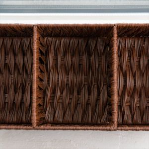Woven Storage Basket Rectangle 1-3L Handmade Minimalist Bathroom Office Organizer Desktop Cosmetic Organizer - Product Image 4