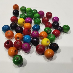 ลูกปัดไม้ทรงกลมหลากสีสำหรับทำสร้อยข้อมือ จำนวนมาก ขนาด 4-17 มม. เป็นมิตรกับสิ่งแวดล้อม ผลิตจากไถโจว - Product Image 2