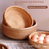 Panier de rangement en bambou et rotin de Chine, style nordique, plateau à fruits, panier à pain, panier à pains vapeur, plateau fait main pour salon