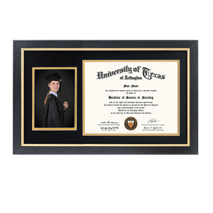 Mondon hiện đại Retro rắn gỗ Wall Mount Cổ điển vàng TRIM đôi mờ giấy chứng nhận tốt nghiệp bằng tốt nghiệp khung ảnh - Product Image 2