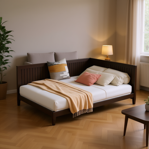 Full-Size <b>Wood</b> Daybed <b>Sofa</b> Bed With Tight Back And Armless Design For Living Room Rustic Style - Product Image 2