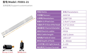 Módulo OV9734 Megapixel para Histeroscopia, Cámara Flexible con Cable FPCB FX001-21-1, Módulo OV9734 Megapixel FX001-21-1 - Product Image 2
