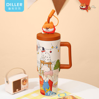 DILLER - Taza Térmica de Acero Inoxidable de Alta Calidad, Duradera, con Diseño Impreso, Aislada, Ecológica, 40 oz, 1200 ml, Envío Inmediato