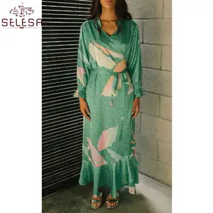 Robe De Soiree Pour Femme Crop Tops Muslim Women Beaded Sleeve Abaya Kaftan Dubai Turkey Sweet Satin Dress