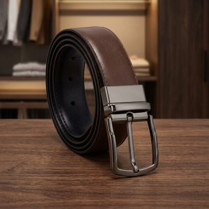 Cinturón de Cuero Genuino Premium para Hombre, Elegante, Formal, Casual, Ajustable, Exportador de India - Product Image 1