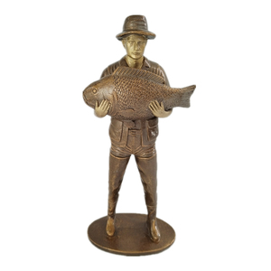 Statue de pêcheur en bronze antique, trophée de pêche en résine, 10 pouces - Product Image 2