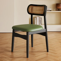 Silla de Comedor de Estilo Nórdico, Inspirada en lo Vintage, de Madera Maciza con Tapicería de Cuero, Respaldo de Madera para Hotel y Restaurante, Comedor Informal