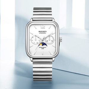 Relojes para hombre, relojes de pulsera de fase lunar modernos y simples, relojes de cuarzo impermeables para hombre, venta al por mayor - Product Image 3