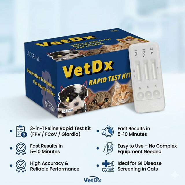 A Pet Care Feline FPV FCV FHV Ag Panleukopenia Herpes Calicivirus FPV/FHV/FCV Antien Combo Rapid Test Kit for Cat