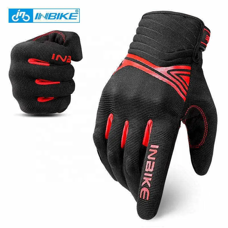 INBIKE Brand Sports Racing GEL Full Finger Fitness Leather Cycling Bike Bicycle Gloves