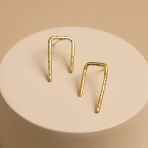 Shan India Hammered Antique Gold Wired Women's Stick Earrings Elegant Gold Plated <b>Brass</b> Textured Lead/Cadmium/Azo Free - Product Image 1