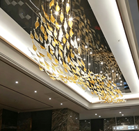 Lustre LED Moderne Personnalisé en Verre Doré et Blanc, Luminaire Suspendu Bicolore pour Hall d'Hôtel et Projet d'Atrium, Vente Directe Usine