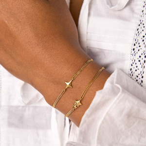 กำไลข้อมือคู่รักสไตล์พุทธแบบสั่นได้ รุ่นฮิต ขายดี สำหรับผู้หญิง ชุบทอง 18K บนสแตนเลสสตีล ลายผีเสื้อ - Product Image 2