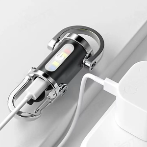 Linterna de llavero recargable por USB – Luz de trabajo LED COB, tamaño de bolsillo, base magnética, gancho – Luz de advertencia de emergencia para Campi - Product Image 6