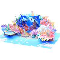 Carte Popup 3D-Art papier fait à la main sur le thème de l'océan pour l'anniversaire de Noël et la fête des pères-Cadeau de carte de voeux unique