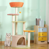 PAWBOND Arbre à chat de luxe en bois, du sol au plafond, avec griffoir, meuble chenil et tour d'escalade pour chat de grande taille