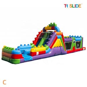 15x3m percorsi gonfiabili a ostacoli colorati di squadra di lavoro Sport giochi, commerciale buttafuori scivoli d'acqua con piscina e ostacoli giocattoli - Product Image 2