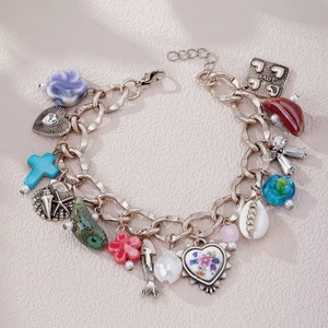Abalorios de esmalte vintage, con diseños de girasol, campanilla de viento, helado, insecto, animal y noria, para pulseras y collares DIY, unisex - Product Image 3