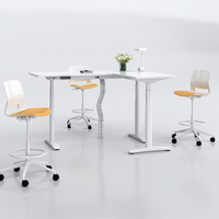 Bureau d'angle en forme de L réglable OMNI avec contrôleur de mémoire, bureau d'angle réglable en hauteur