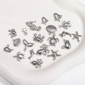 Wholesale 18K Gold Beach Mermaid Fish Shell Starfish Dolphin Turtle Pendant Stainless Steel Pendants <strong>Charms</strong> for Jewelry Making - Product Image 6