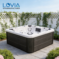 LOVIA Baignoire Spa Extérieure Haut de Gamme Économe en Énergie avec Hydromassage Grande Taille pour 7 Personnes