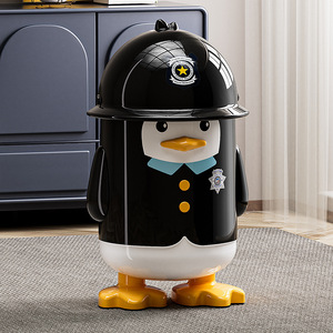 Penguin Sheriff Trash Can Flip Top Large Capacity Indoor Waste Bin - Product Image 1