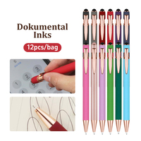 Lot de 12 stylos bille métalliques avec stylet, nouveau design, logo personnalisé imprimé, promotionnels, cadeaux publicitaires, vente en gros, or rose