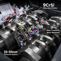 Broyeur à double arbre pour le recyclage des fûts et palettes en plastique usagés, concasseur robuste, vente directe usine