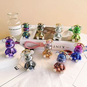 Creative Cute Pendant Electroplating Bear <b>Key</b> <b>Chain</b> Keyring Coloful Rhinestone Bling Diamond Bear Keychain - Product Image 1
