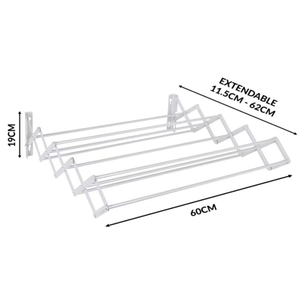 SANIPRO Séchoir à linge <span class=keywords><strong>mural</strong></span> en acier inoxydable pour salle de bain, séchoir rétractable pour suspendre les serviettes, gain de place - Product Image 6