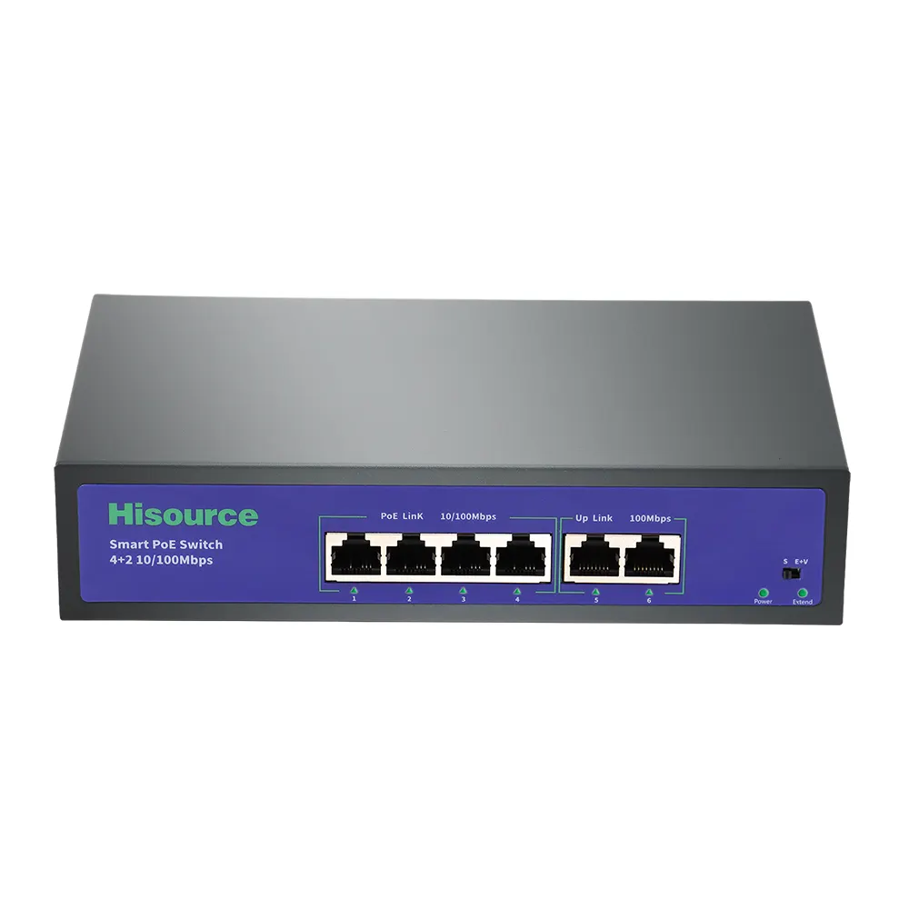 Hot bán 4 10/100Mbps cổng PoE chuyển đổi 802.3af/tại chuyển đổi mạng uplink 2 100Mbps cổng cho ip Camear/CCTV An Ninh