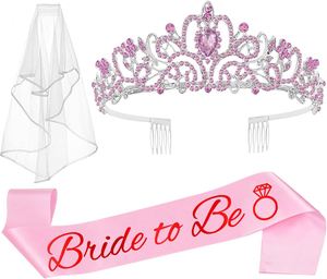 3 Pièces de Décorations pour Enterrement de Vie de Jeune Fille : Couronne, Écharpe et Voile pour Future Mariée, Cadeaux pour Femme - Product Image 4