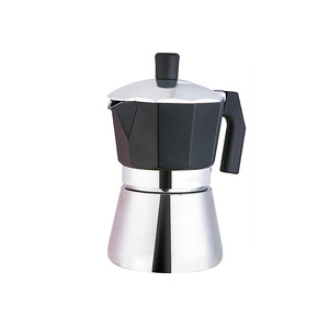 <span class=keywords><strong>Cafetera</strong></span> Moka de Aluminio Negra y Plateada, <span class=keywords><strong>Cafetera</strong></span> Espresso <span class=keywords><strong>Italiana</strong></span> de Estilo Octagonal con Asa Negra - Product Image 1