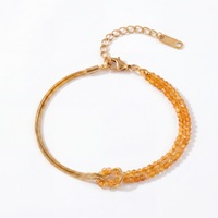 Pulsera de Acero Inoxidable con Cuentas de Piedra Natural Facetadas de 3mm, Nudo Francés de Cobre, Cadena de Serpiente Dorada y Perlas Multicolores para Mujer