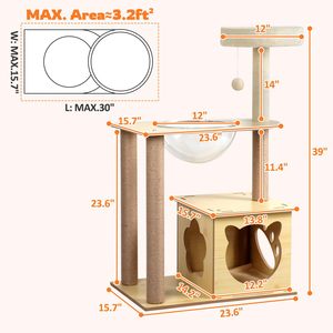 Arbre à chat moderne et économique en <span class=keywords><strong>sisal</strong></span> et bois, écologique, pour l'intérieur et l'extérieur, avec griffoir et tour d'escalade, vente en gros - Product Image 2