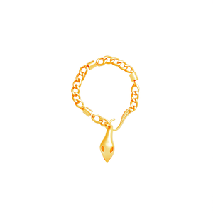 Bracelet chaîne en acier inoxydable 316L avec pendentif Alien plaqué or PVD, bijoux fins - Product Image 2