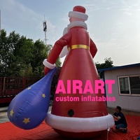 Père Noël Gonflable avec Sceptre et Sac Cadeau Étoile – Décoration de Noël Personnalisée Gonflable pour Centre Commercial et Centre de Présentation