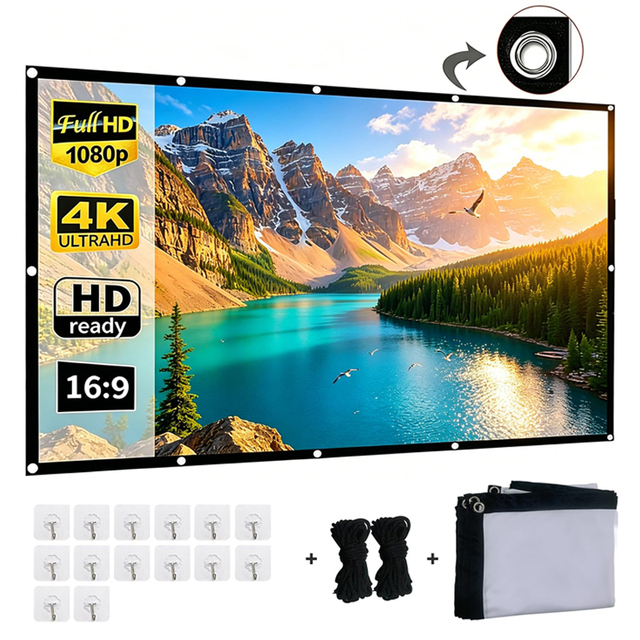 Wholesale Foldable Milk Silk Projector Screen 16:9 Washable Anti-Crease 4K 1080P Portable Curtain Multi Sizes Home Outdoor