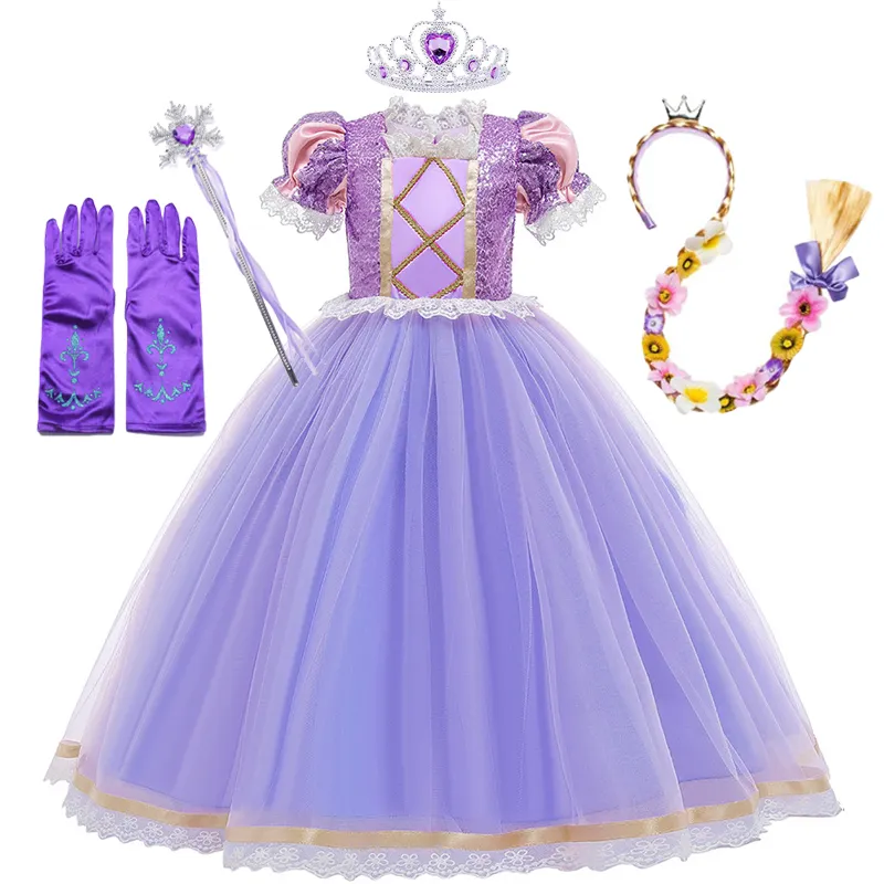 LZH Gaun Pesta Karnaval Anak, Kostum Cosplay Halloween, Kostum Putri Rapunzel Paskah